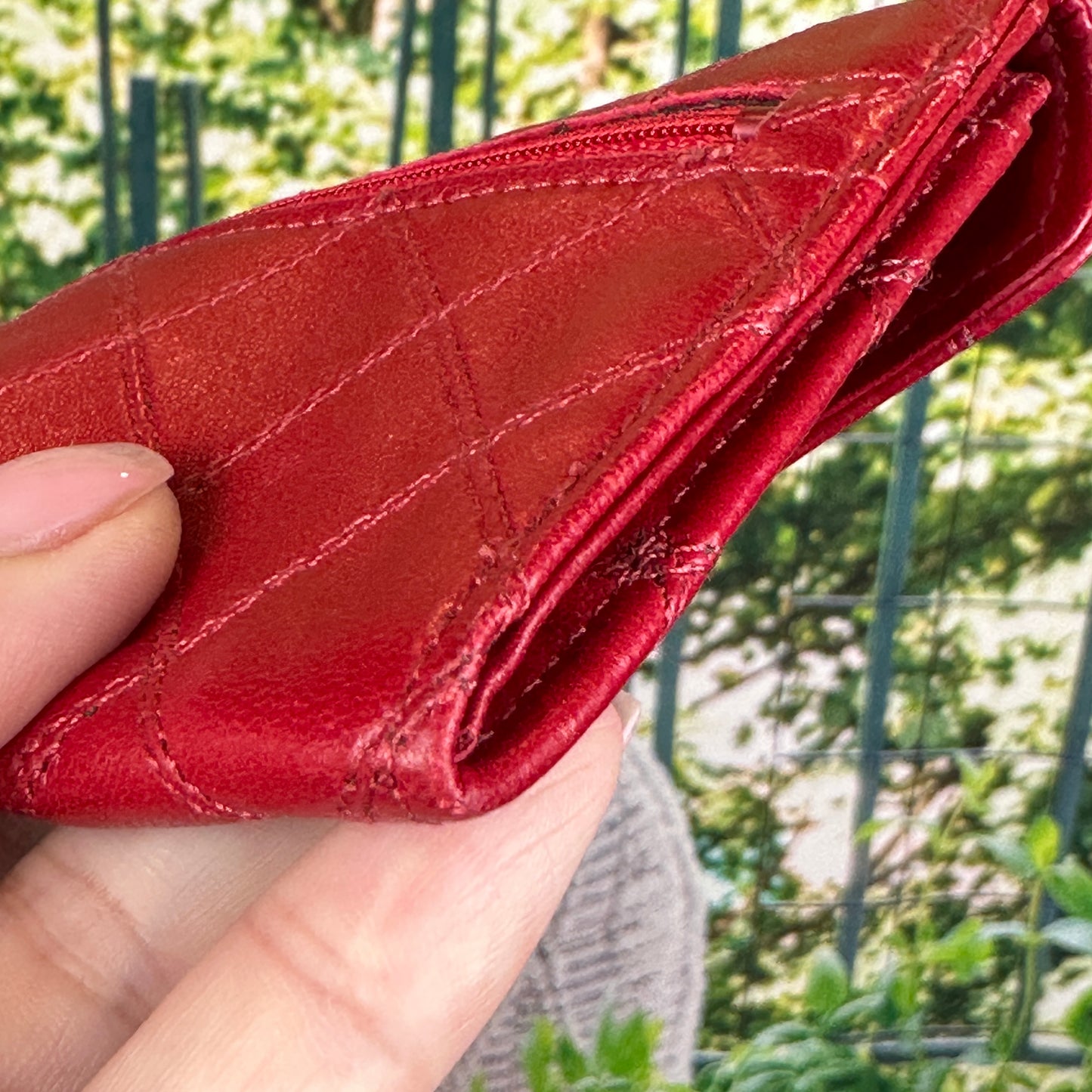 Chanel Red CC Wild Stitch Leather Card Holder
