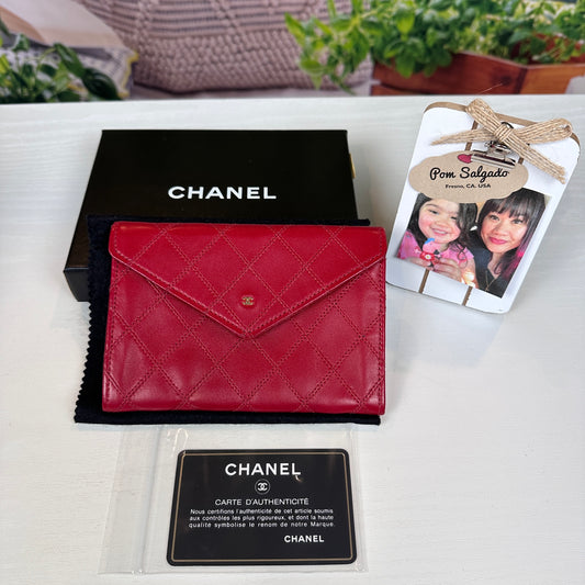 Chanel Red CC Wild Stitch Leather Card Holder