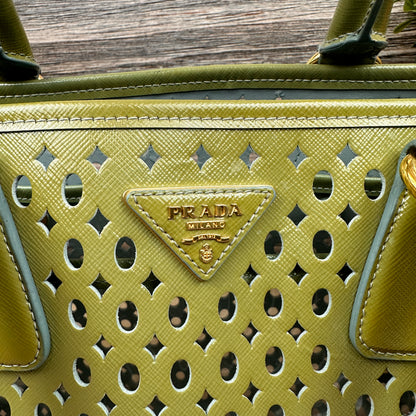 Prada Pistachio Green Saffiano Peforated Handbag