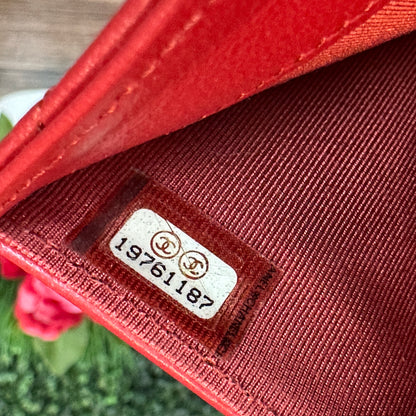 Chanel Red Quilted Leather CC French Wallet