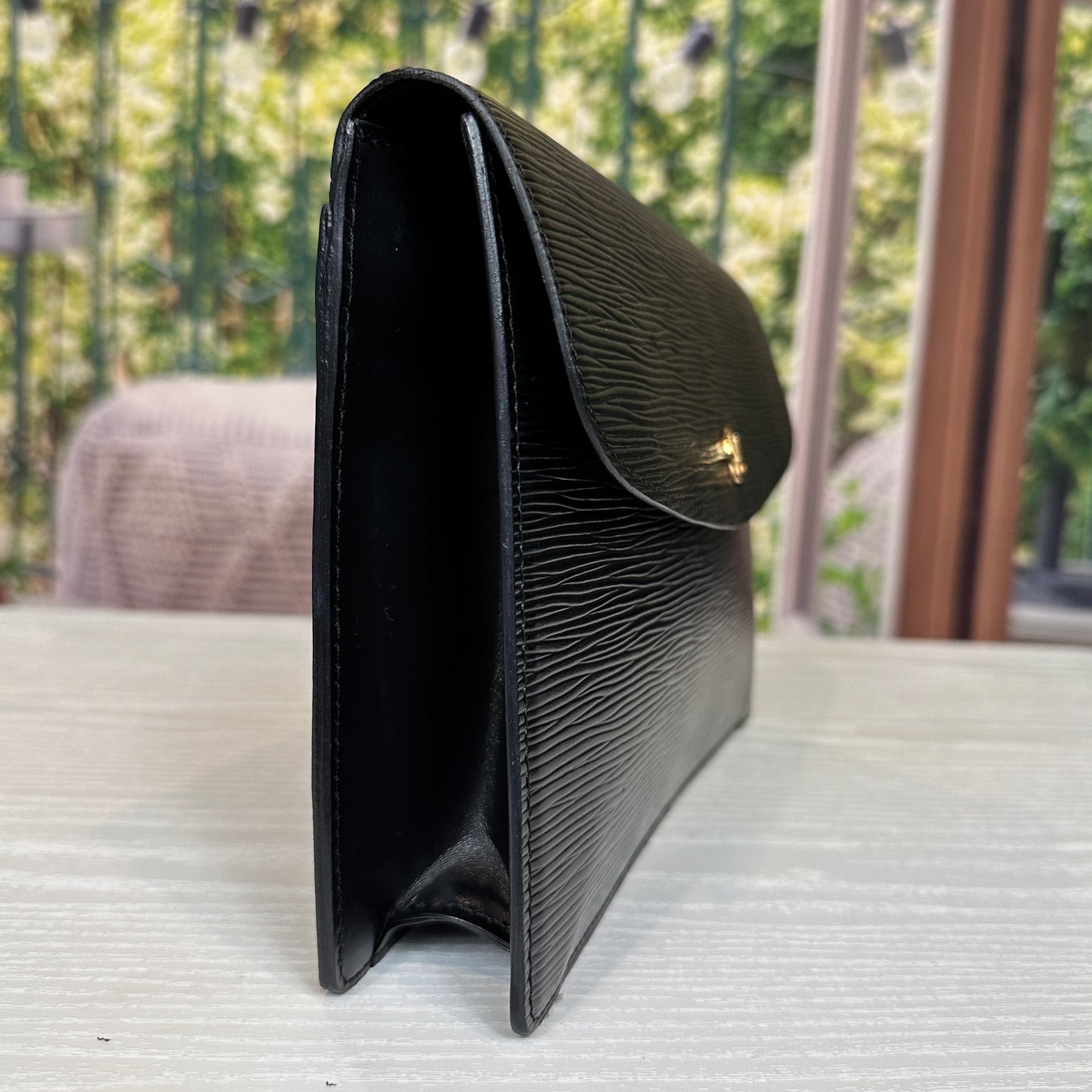 Louis Vuitton Black Epi Leather Montaigne Clutch