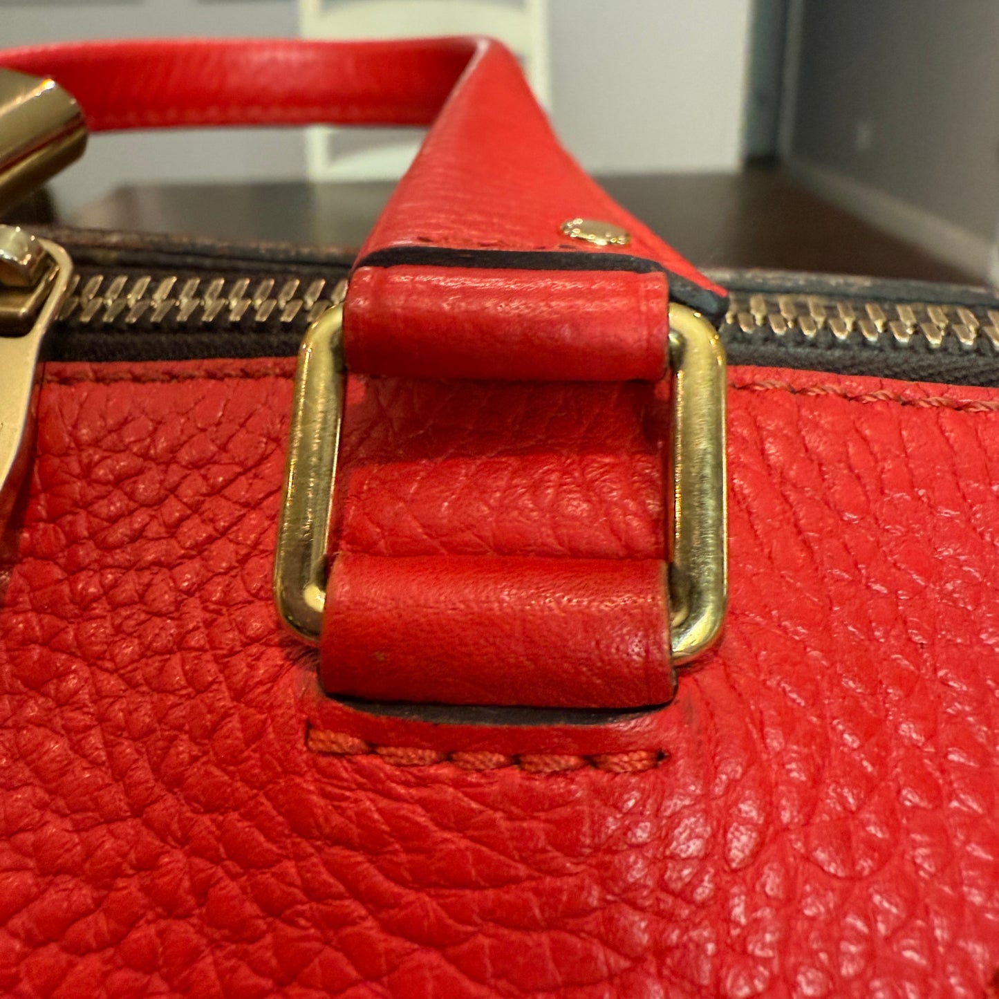 Retiro NM 2-Way Bag in Coquelicot Leather and
Monogram Canvas