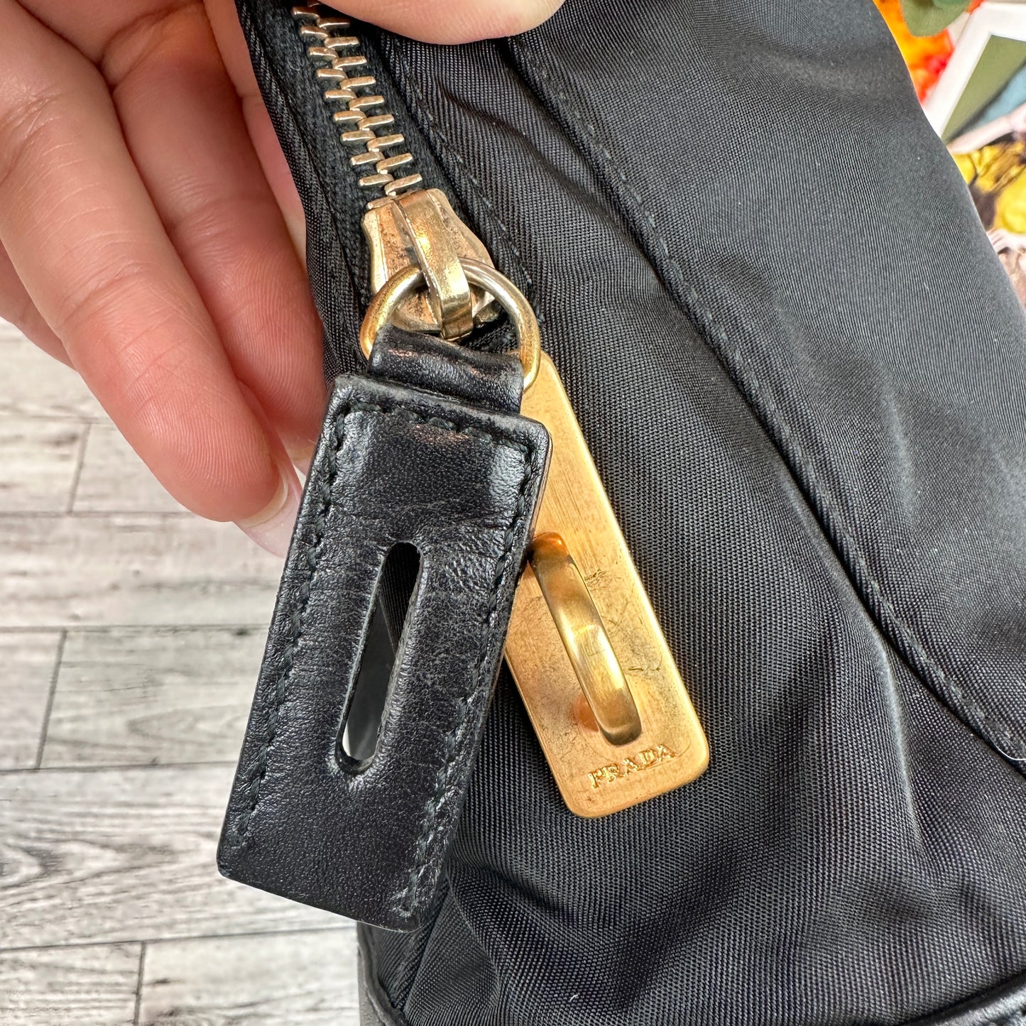 Prada Tessuto Nylon Calfskin Tote Black