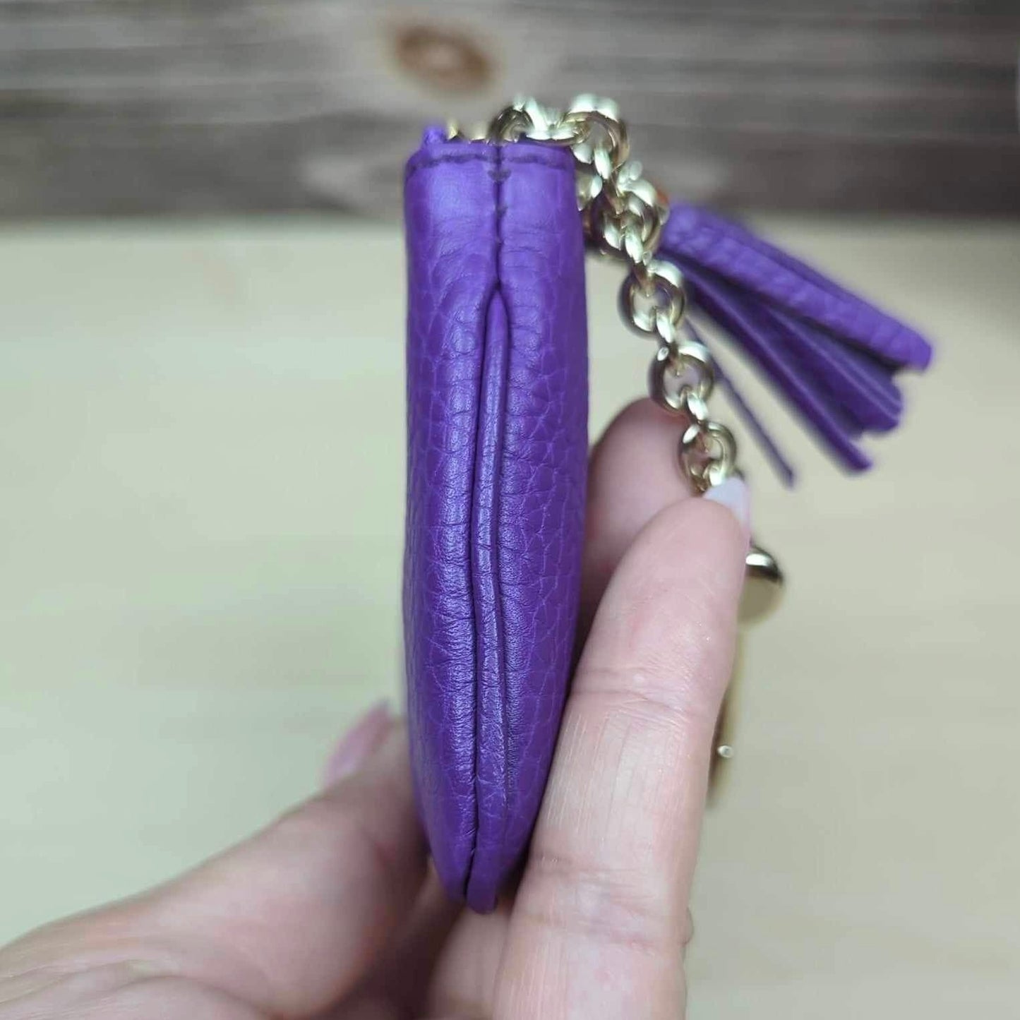 Gucci Purple Pebbled Calfskin Soho Key Case