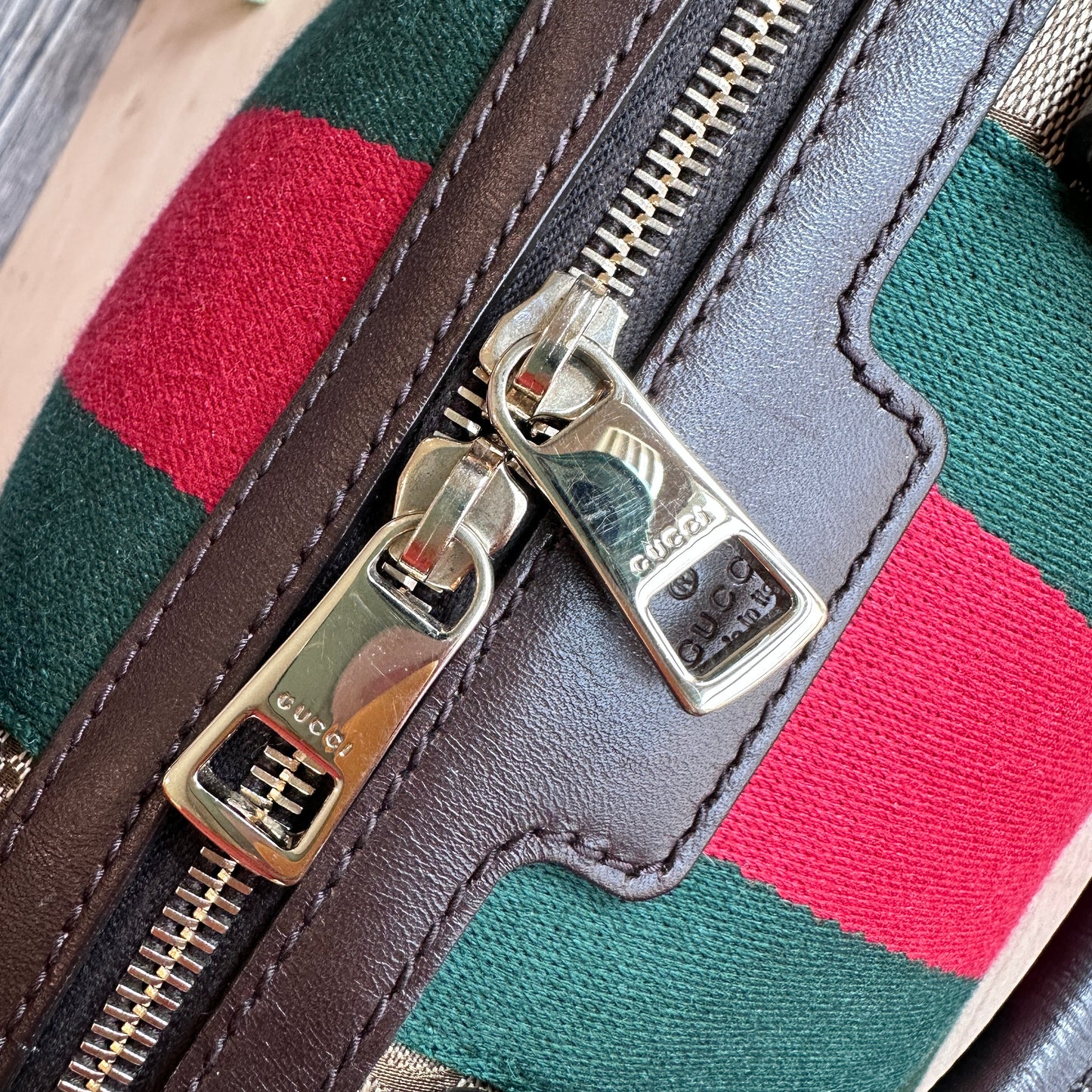 Gucci Original GG Small Boston Vintage Web Dark Brown