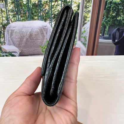 Gucci Junco Black Leather Folio Long Wallet