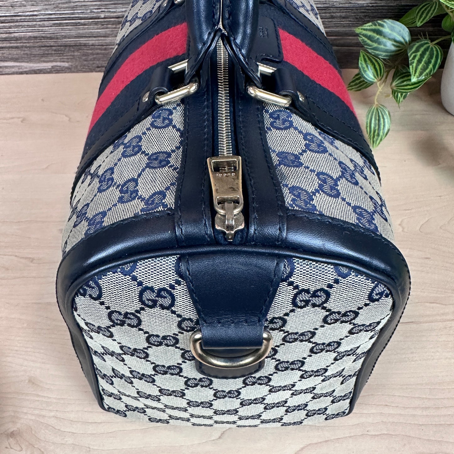 Gucci Original GG Canvas Medium Boston Bag Navy Blue