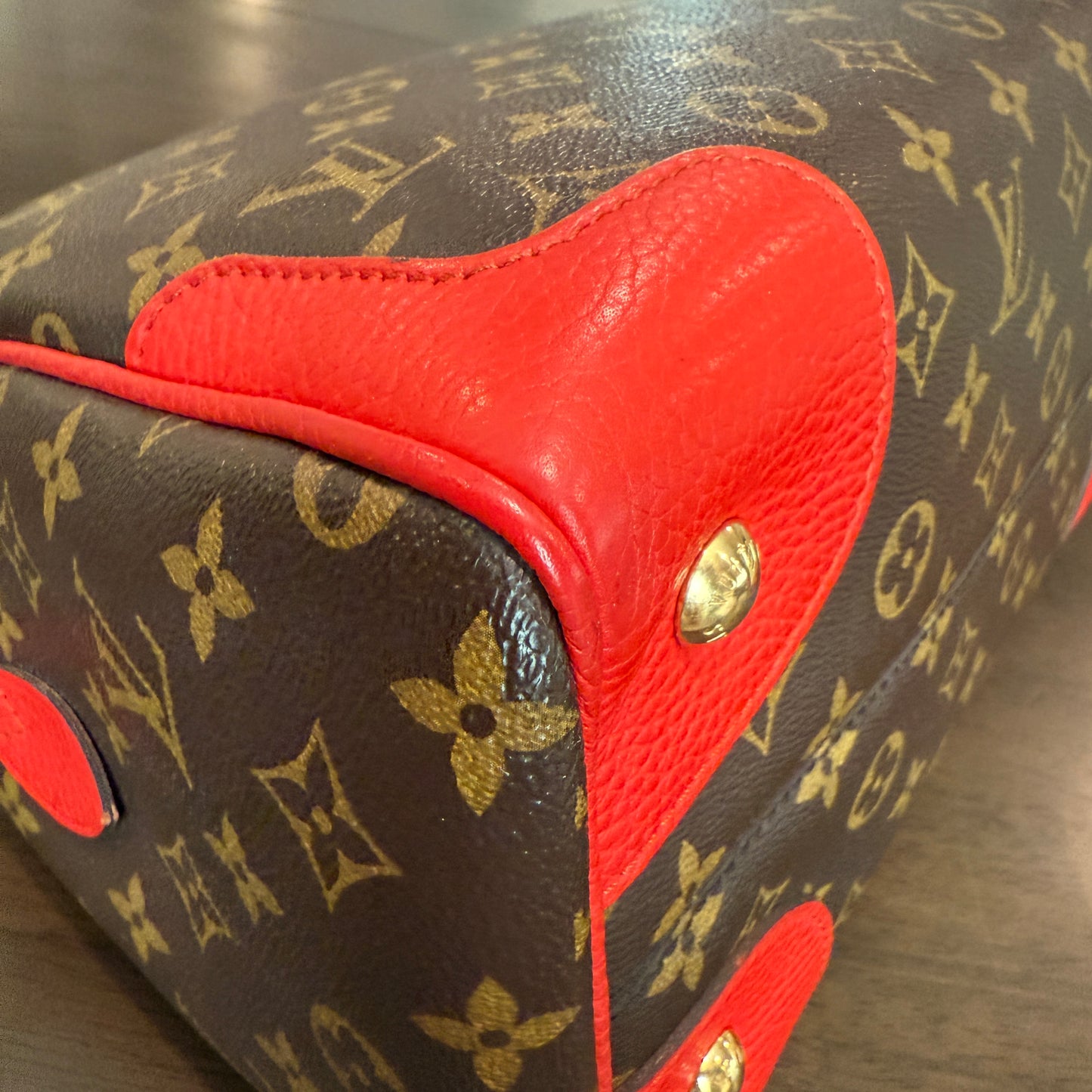 Retiro NM 2-Way Bag in Coquelicot Leather and
Monogram Canvas