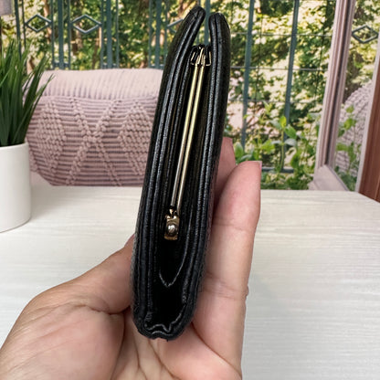 Chanel Black Caviar Leather Vintage Timeless CC French Wallet