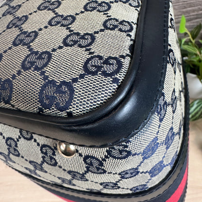Gucci Original GG Canvas Medium Boston Bag Navy Blue
