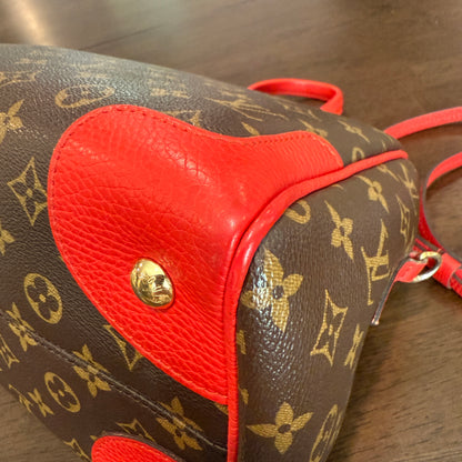 Retiro NM 2-Way Bag in Coquelicot Leather and
Monogram Canvas