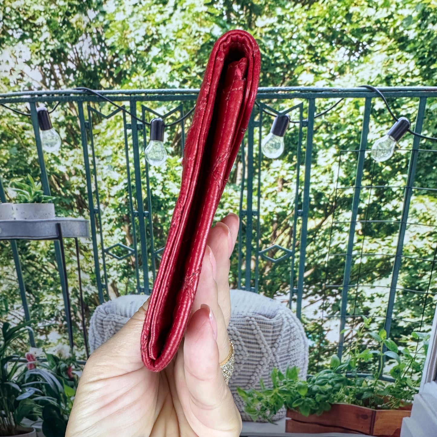 Chanel Red CC Wild Stitch Leather Card Holder
