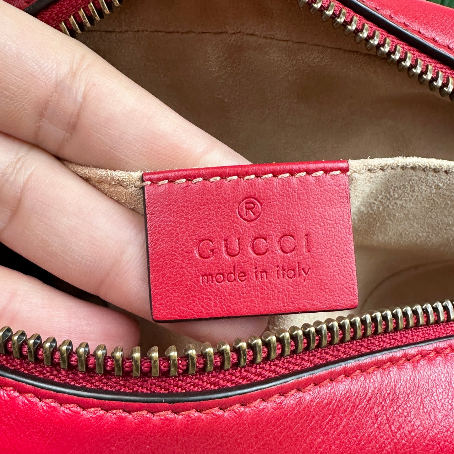 Gucci Calfskin Matelasse Mini GG Marmont Bag Red