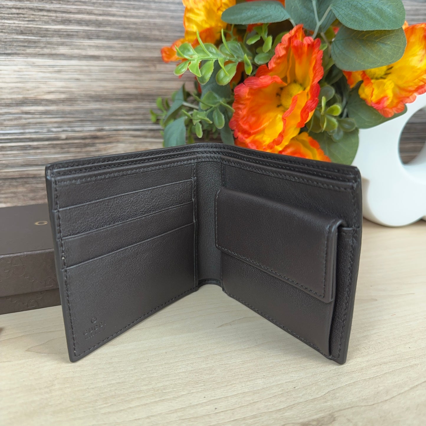 Gucci Micro GG Unisex Bifold Wallet Brown