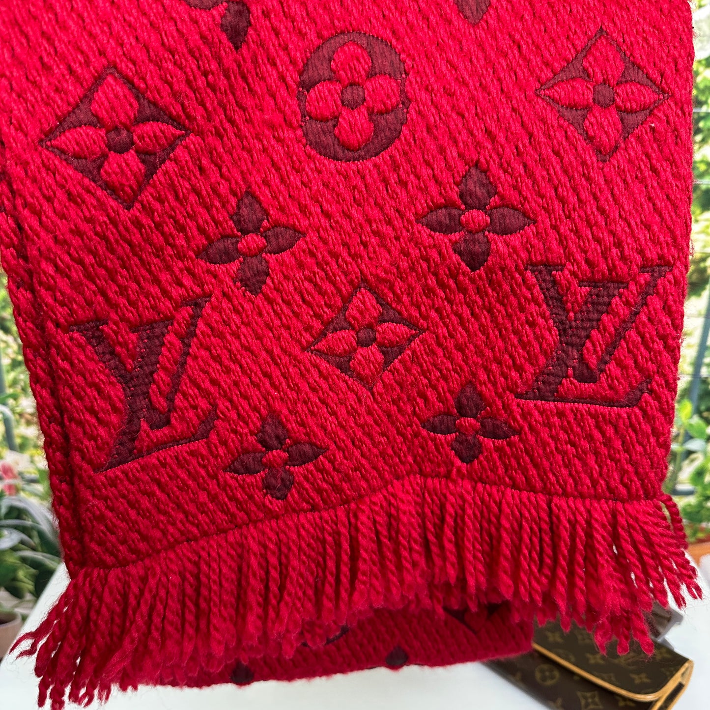 Louis Vuitton Logomania Scarf Red