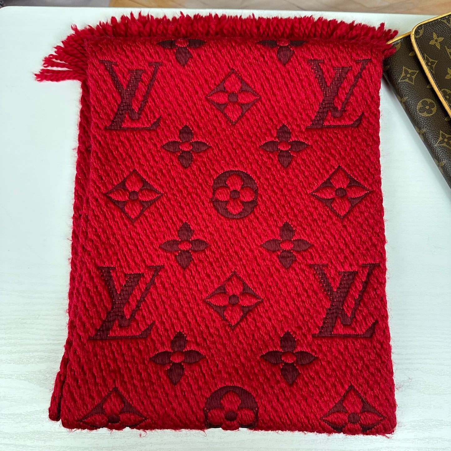 Louis Vuitton Logomania Scarf Red