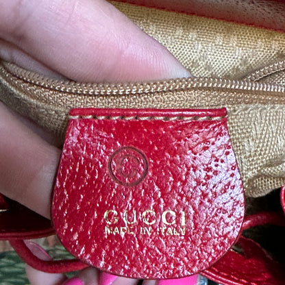 Gucci Red Bamboo Leather  Backpack