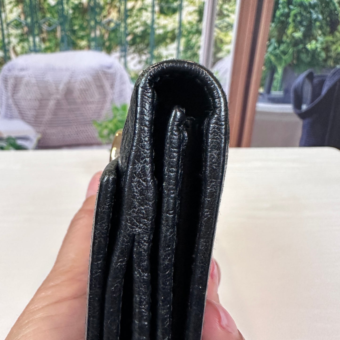 Gucci Junco Black Leather Folio Long Wallet