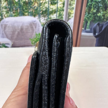 Gucci Junco Black Leather Folio Long Wallet