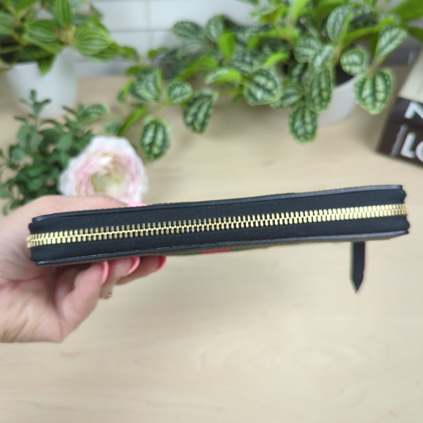 Gucci Original GG Web Zip Around Wallet