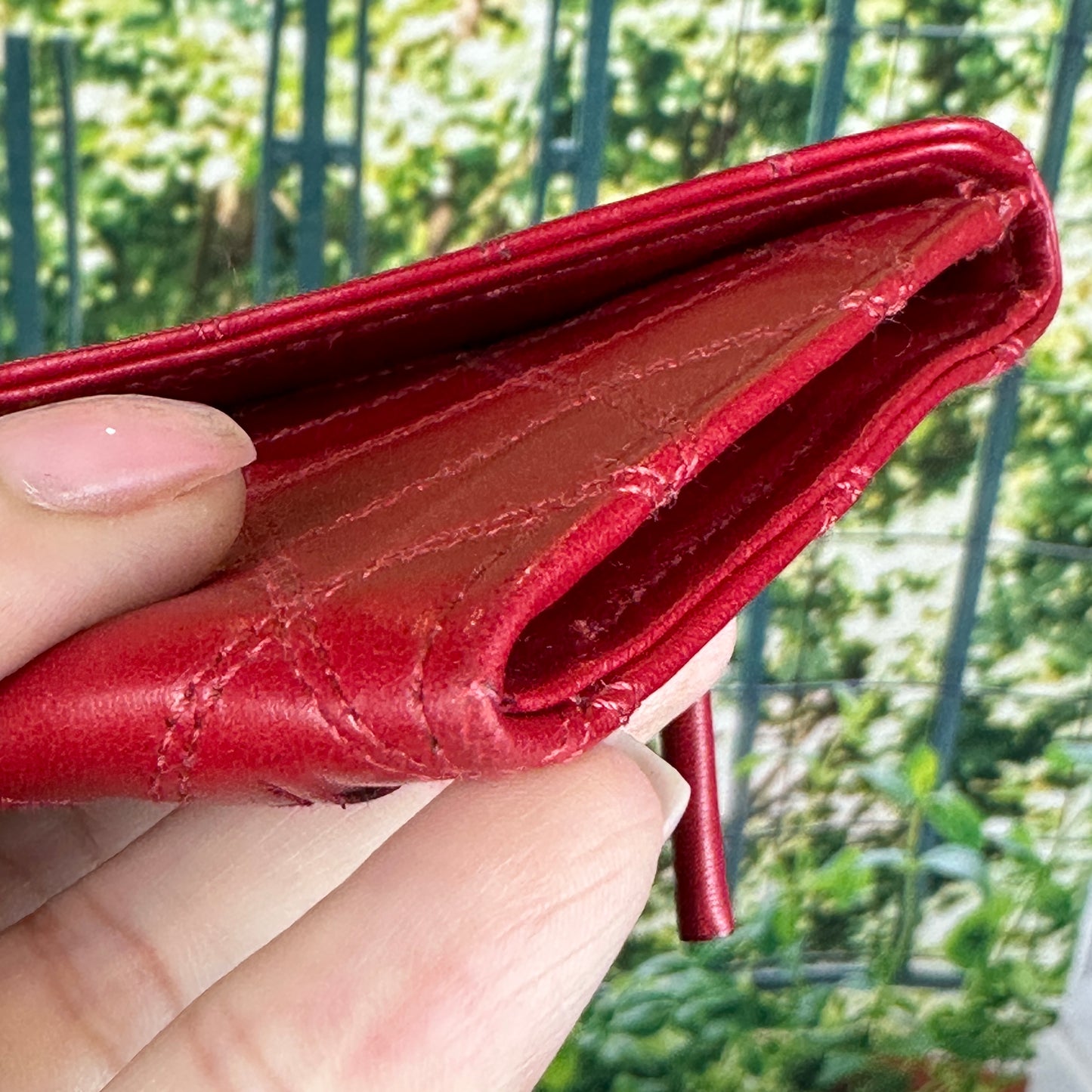 Chanel Red CC Wild Stitch Leather Card Holder