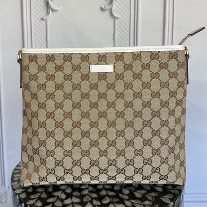 Gucci Classic GG Flat Medium Messenger Bag OffWhite
