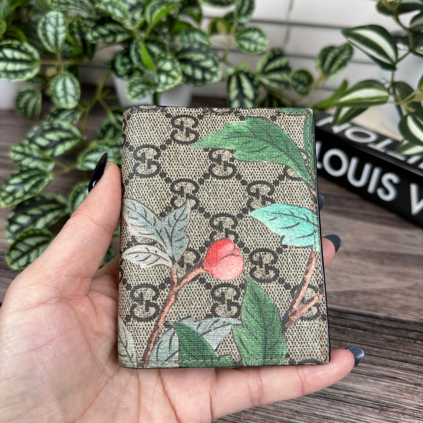 Supreme Monogram Tian Card Case Beige Multicolor Red