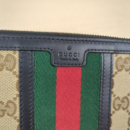 Gucci Original GG Web Zip Around Wallet