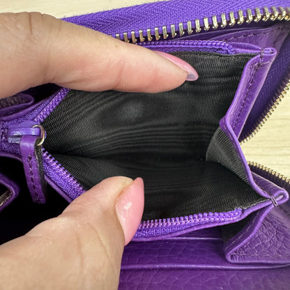 Gucci Purple Pebbled Leather Soho Zippy Compact Wallet