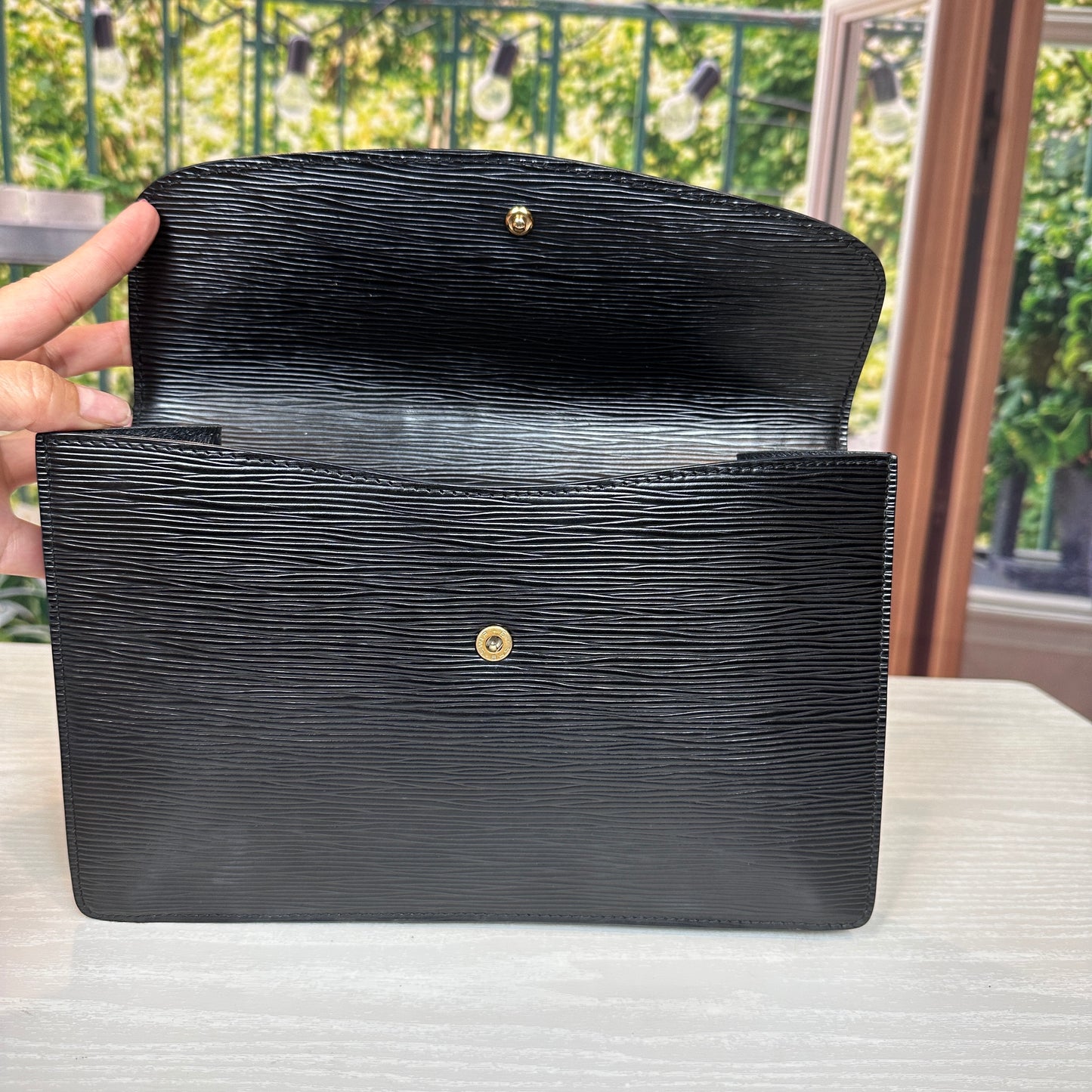 Louis Vuitton Black Epi Leather Montaigne Clutch