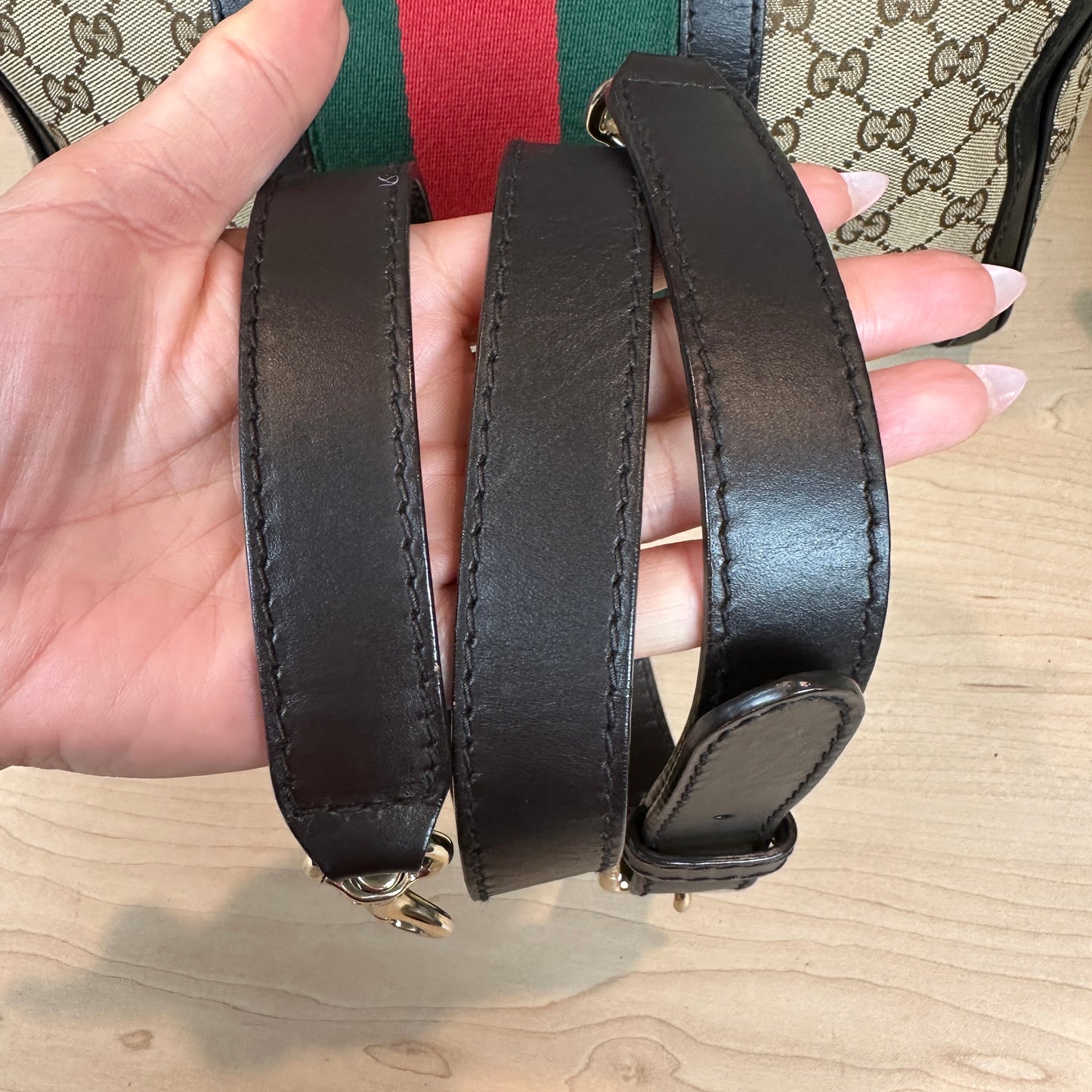 Gucci Original GG Boston Vintage Web Dark Brown