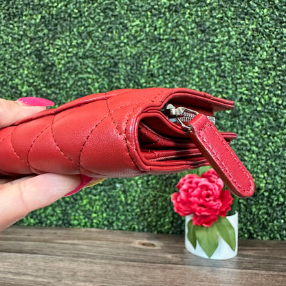 Chanel Red Quilted Leather CC French Wallet