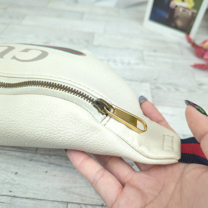 Gucci Large White Logo Print Bum Bag