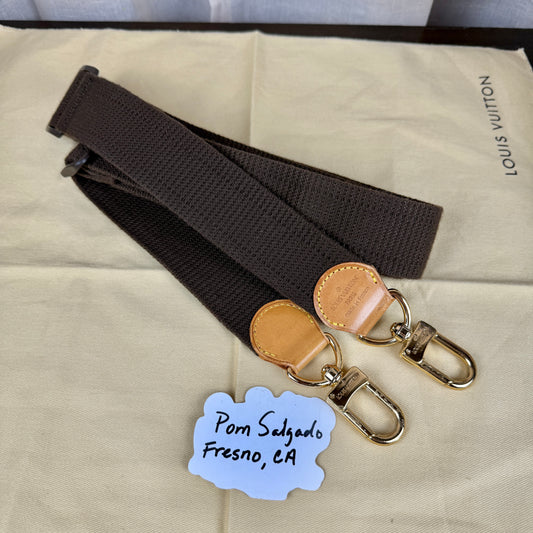 Brown Adjustable Webbed Strap – Vachetta & Gold-Tone Hardware