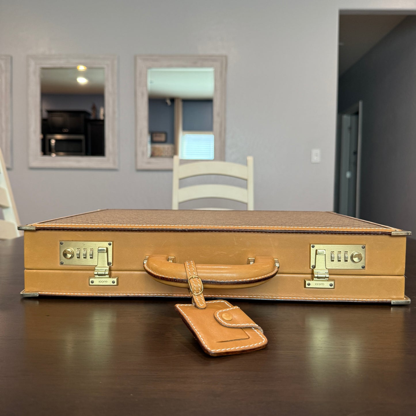 Beige/Brown Micro GG Hard Briefcase