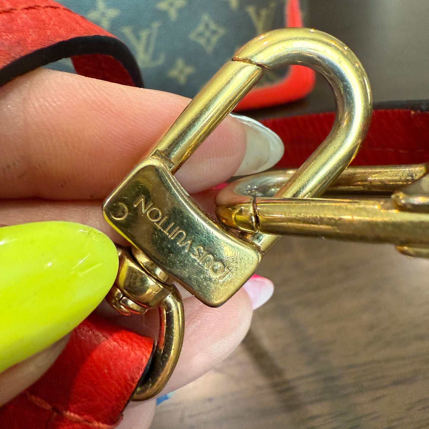 Retiro NM 2-Way Bag in Coquelicot Leather and
Monogram Canvas