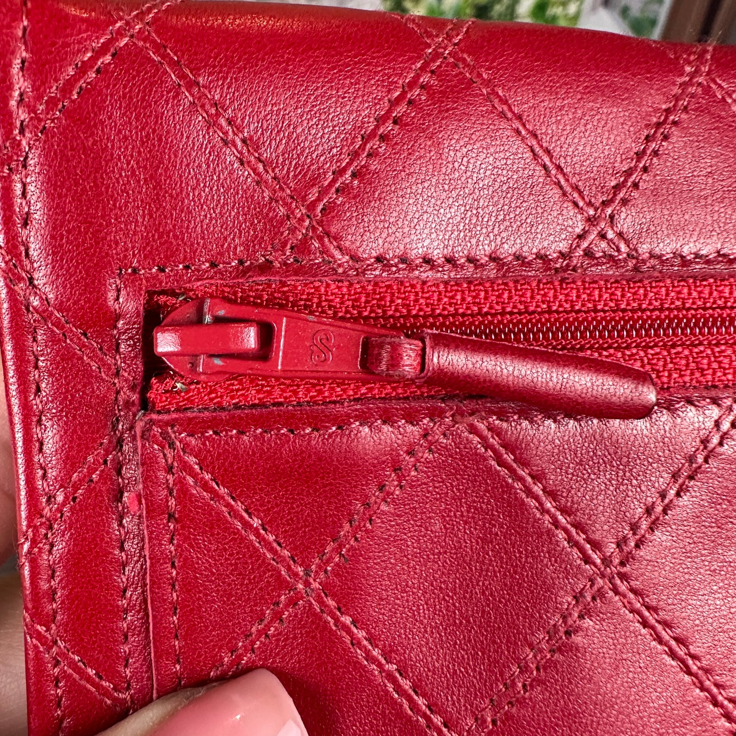 Chanel Red CC Wild Stitch Leather Card Holder