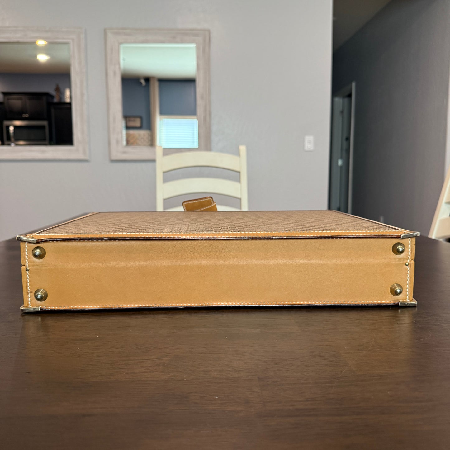 Beige/Brown Micro GG Hard Briefcase