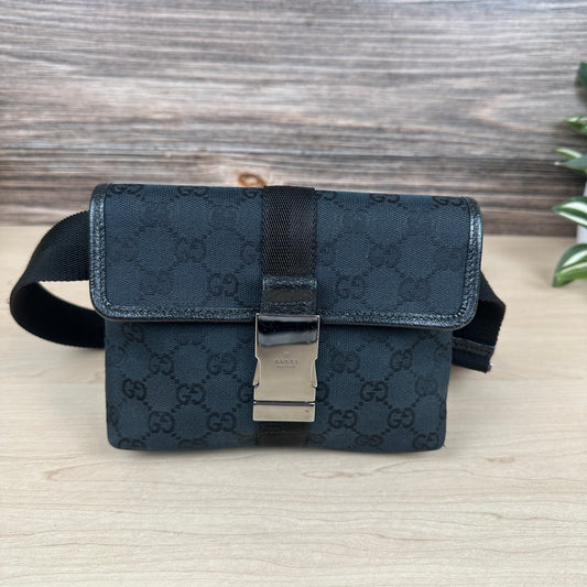 Gucci GG Web Buckle Belt Bag Black