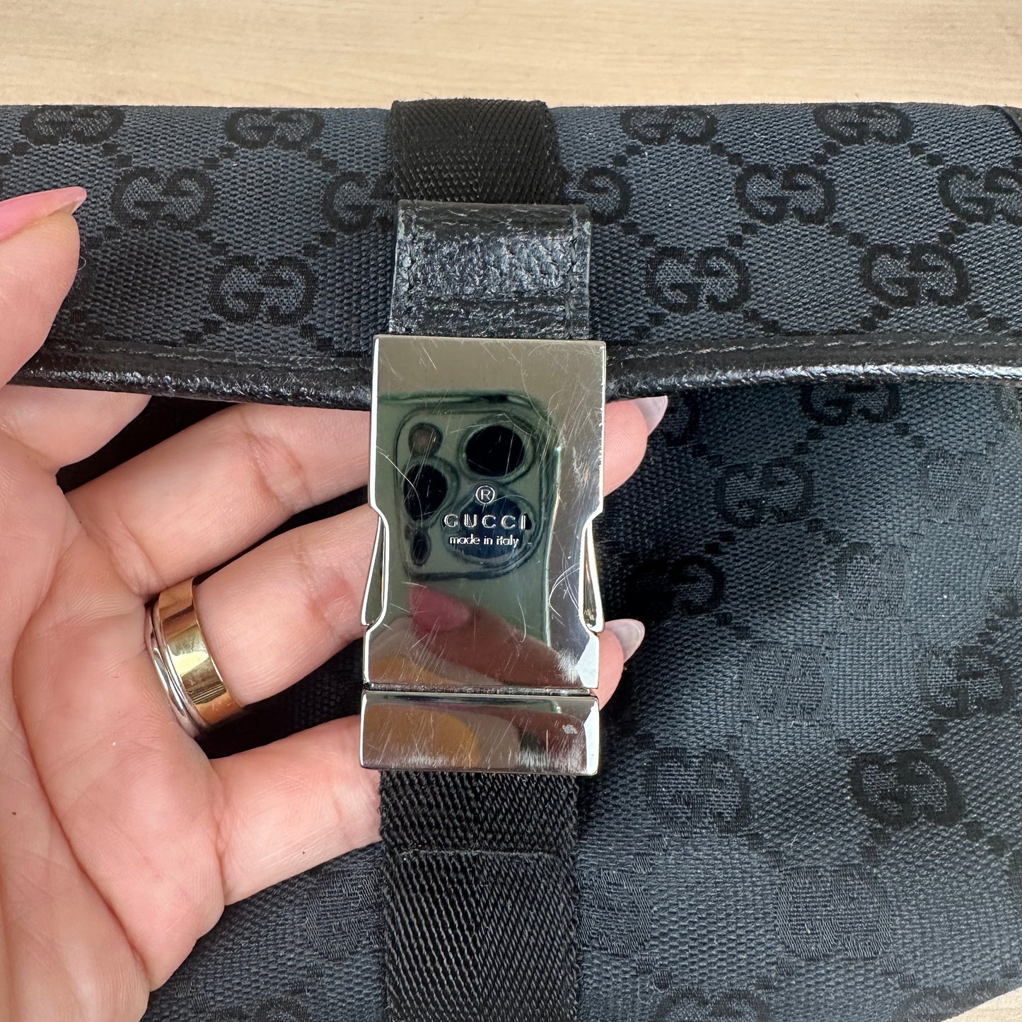 Gucci GG Web Buckle Belt Bag Black