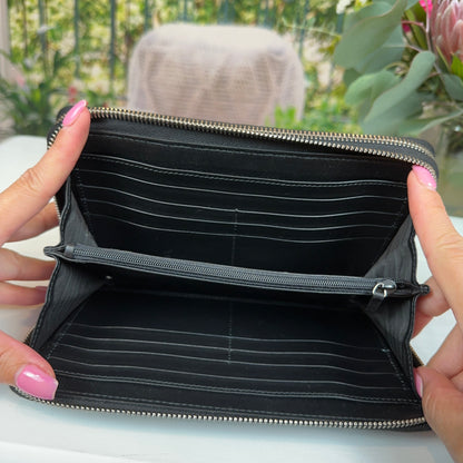 Gucci Black Microguccissima Zip Around Top Handle Travel Wallet