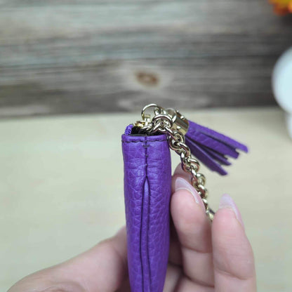 Gucci Purple Pebbled Calfskin Soho Key Case