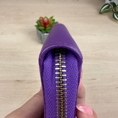 Gucci Purple Pebbled Leather Soho Zippy Compact Wallet