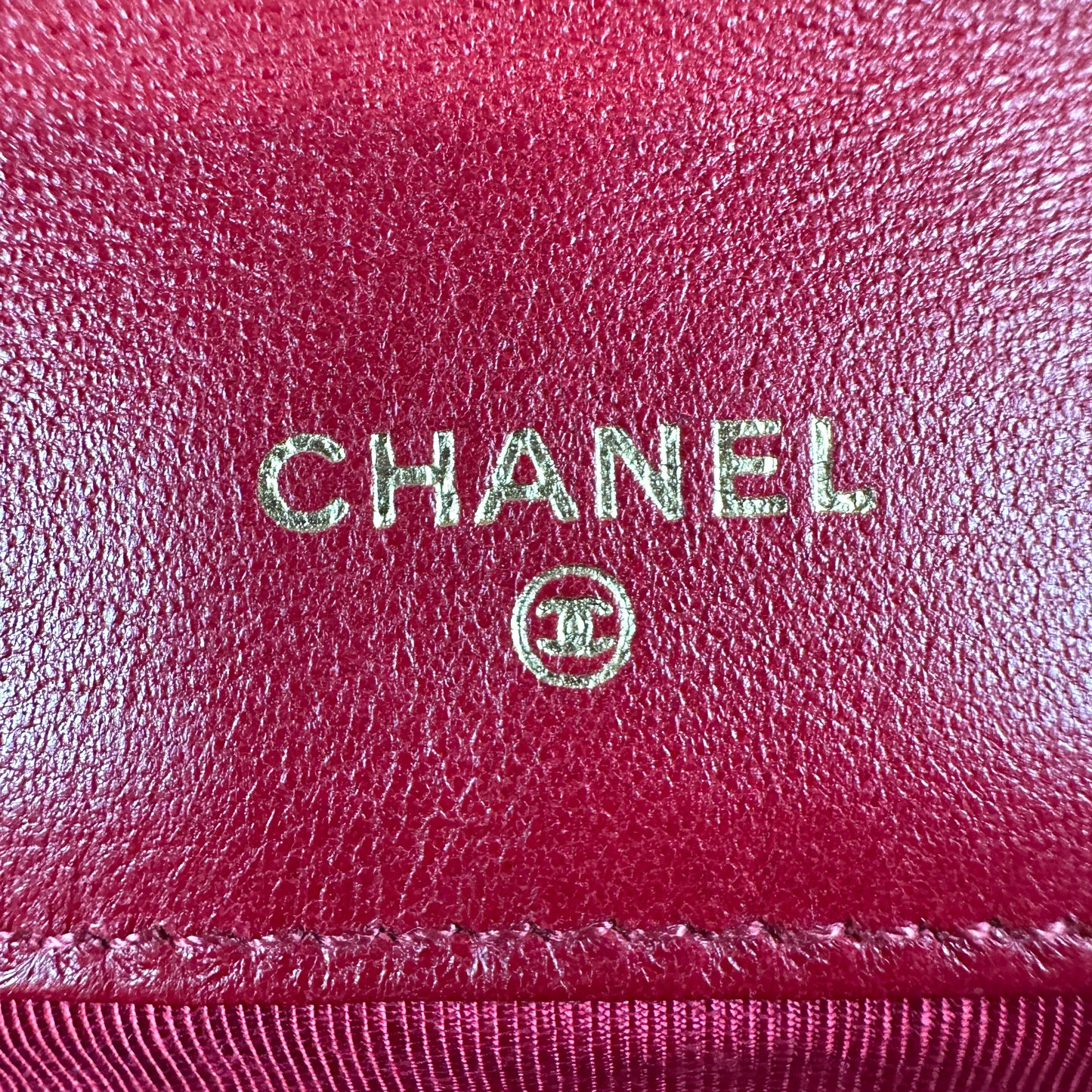 Chanel Red CC Wild Stitch Leather Card Holder