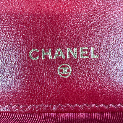 Chanel Red CC Wild Stitch Leather Card Holder