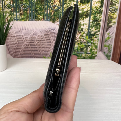 Chanel Black Caviar Leather Vintage Timeless CC French Wallet