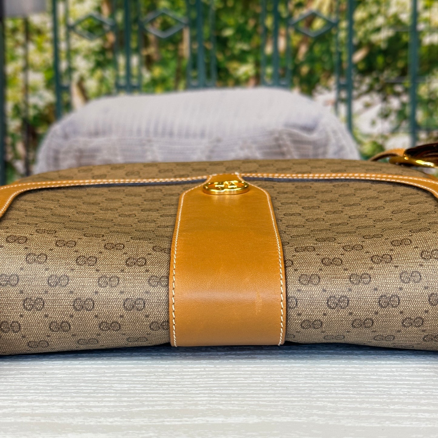 Gucci Micro GG Brown Coated Canvas Flap Crossbody Bag