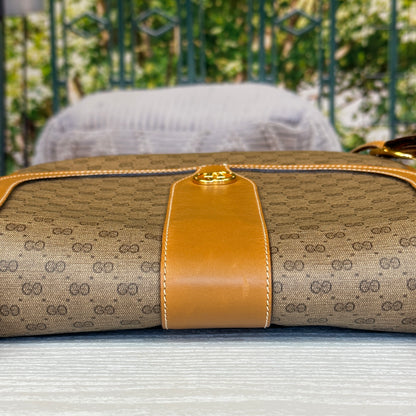 Gucci Micro GG Brown Coated Canvas Flap Crossbody Bag