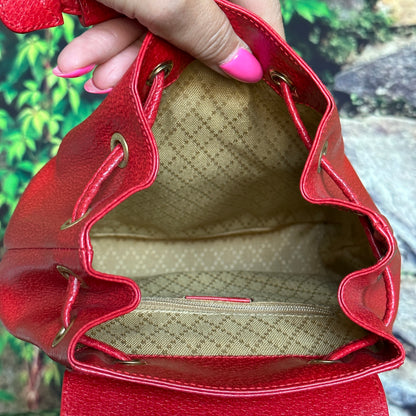 Gucci Red Bamboo Leather  Backpack