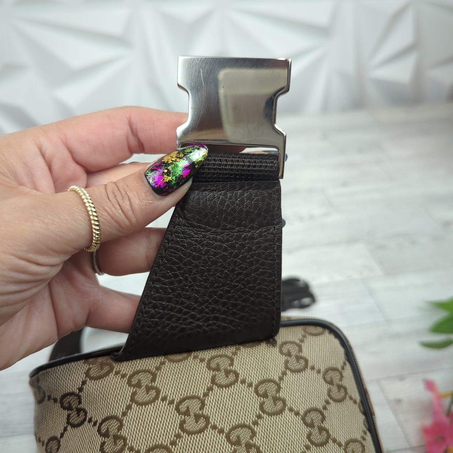 Gucci Original Monogram Belt Bag Dark Brown